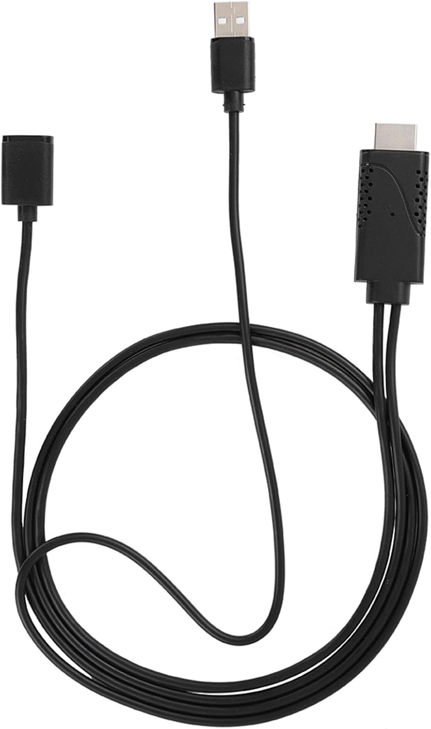 2 in 1 USB Female to HDMI Male Adapter 1080P, Plug & Play Mirroring Cable Cord for Android, Tablets, Projector & Monitor