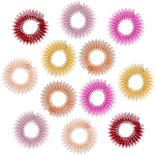 LLMSIX 12 Pieces Fidget Rings Acupressure Rings Sensory Rings Trichotillomania Fidget Toys Stress Relief Toys Set for Teens, Adults, Silent Stress Reducer (Gold Rose Gold Rose red red Pink Orange)