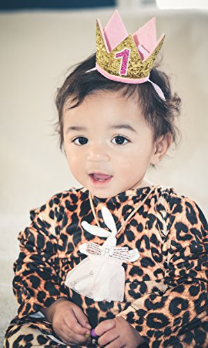Gold Pink"1" Baby Girls Mini Birthday Crown Headband Cake Smash Party Pictures #TOP3