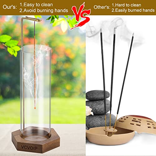 Vcvoip Incense Holder, Modern Incense Burner With Removable Glass Ashes Catcher, Anti-Ash Flying Incense Sticks Holder For Home Decor Yoga Meditation #TOP2