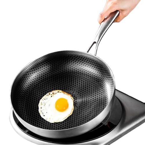 Genérico Sartén Antiadherente | Sartén de acero inoxidable versátil antiadherente - Ligero con tapa y antirayaduras - Para hornear en casa cocina de apartamento cocinar saltear y preparar comidas