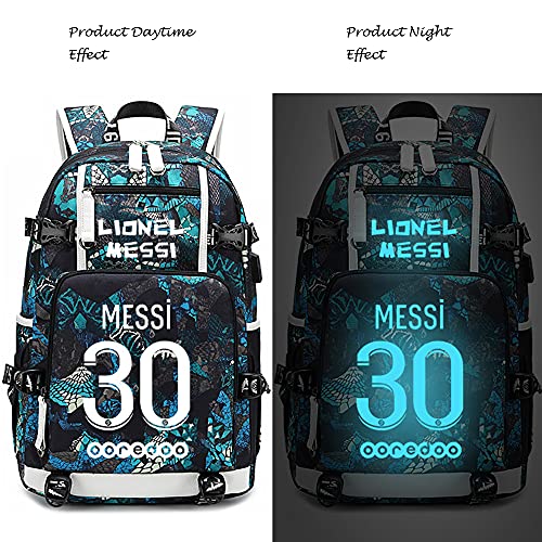 jogador de futebol mochila multifunções luminosa laptop de viagem estudante fãs de futebol bolsa par