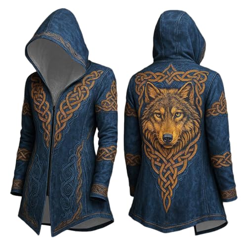 Celanisai Vêtements médiévaux pour homme - Costume d'Halloween Viking - Sweat à capuche - Veste mythe Odin - Veste de cosplay Assassin's Creed - Manteau...
