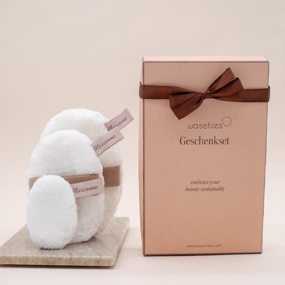 Waschies 7-tlg. All White Geschenkset für Frauen – Abschminkpads, Toner Pads & Peeling Pads – waschbar, wiederverwendbar