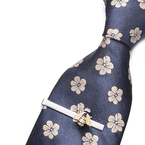 Image of 2Pcs Tie Clip Set for Men Unique Silver Gold Black Tie Clip Personalized Tie Bar Clip Fathers Day Birthday Wedding Jewelry