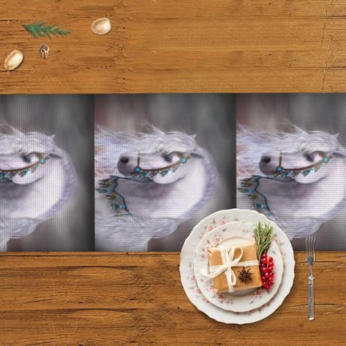 Chemin de table cheval blanc antidérapant avec pompons pour décoration de Noël et mariage