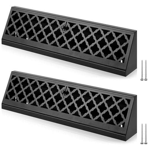 Blulu 2 Pack 15 Inch Baseboard Register Duct Opening Size Modern Design Vent Covers for Home Floor Wall Baseboard Air Covers Supply Floor Baseboard Diffuser Including Screws(Black)