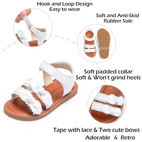Image of PHIRAMIN Toddler Flower Girl Sandals - Girl Dress Shoes Toddler Little Kid Wedding Party