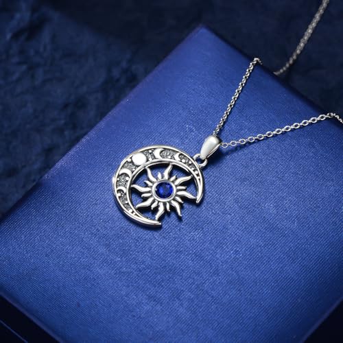 Sun and Moon Necklace 925 Sterling Silver Sun Moon Pendant Gemstone Jewelry Gifts for Women3