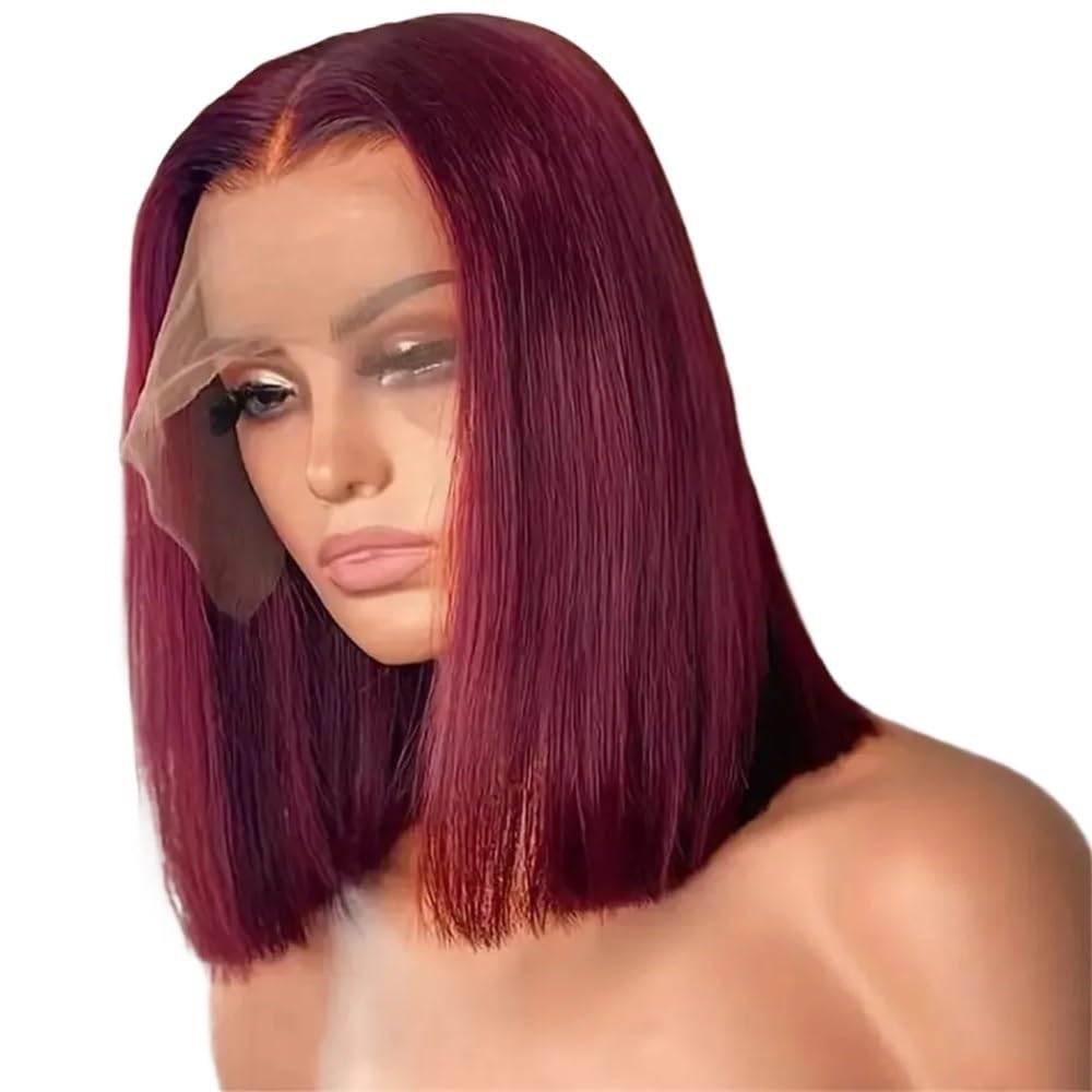 Parrucca Bob 13x4 con capelli umani, parrucche frontali in pizzo trasparente pre-pizzicate senza colla, for donne nere Soffice e Naturale