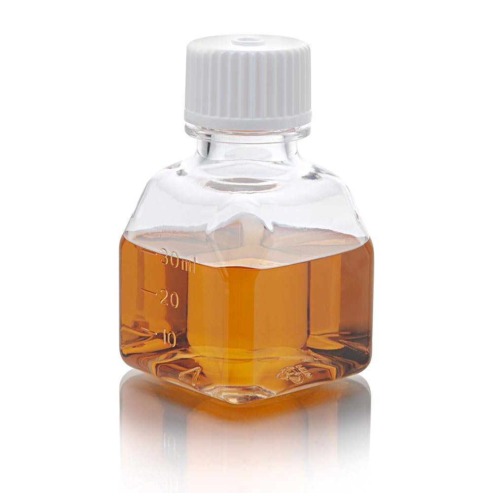 Globe ScientificDiamond RealSeal Bottle, Square Media, PETG with HDPE Closure, 30mL, STERILE with Tamper Evident Shrink Band, 24/Shrink Wrapped Tray, 96/Case, 7610030