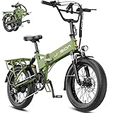 Jasion EB7 20' Foldable Electric Bike Fat Tire for Adults, 1200W Peak, 48V Removable UL-Certified Battery, 28MPH 55 Mi Range Commuter Electric Bike with Dual Suspension for City,Beach,Snow,Mountain
