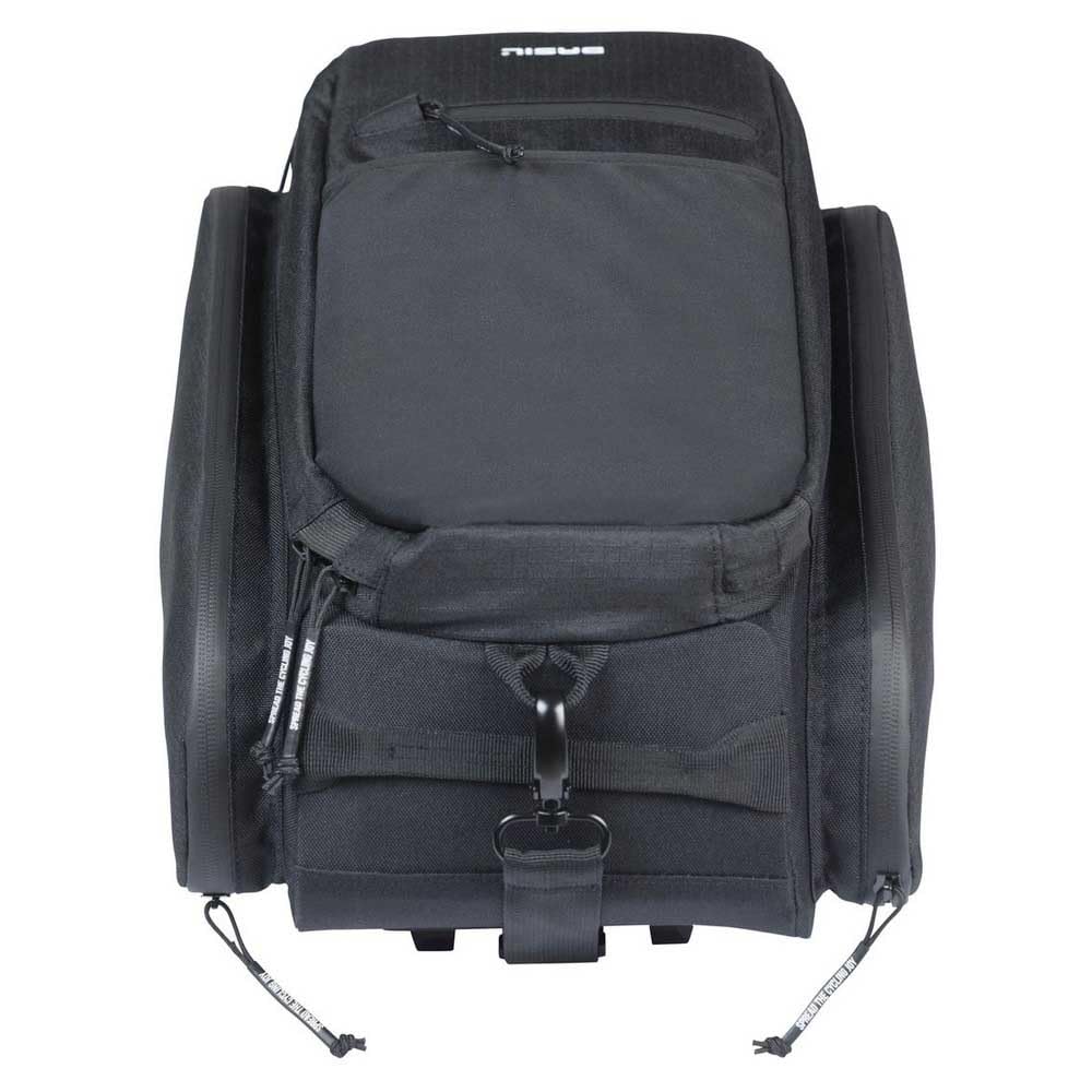 Basil Move Gepäckträgertasche MIK - 10-26L, Schwarz, Wasserabweisend, Nachhaltig aus recyceltem Polyester, Inkl. abschließbarer MIK-Adapterplatte