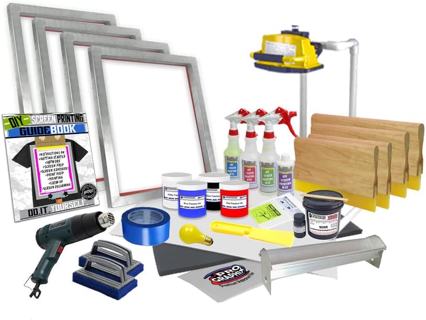 Nevertheless 4 Color Supply Kit with Plastisol Inks - Burn Your Own Screens - Screen Printing Starter Kit