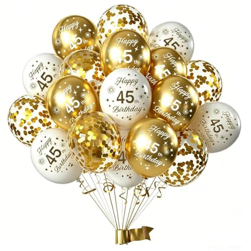 Palloncini Compleanno 45 Anni Oro e Bianco – Decorazioni Festa