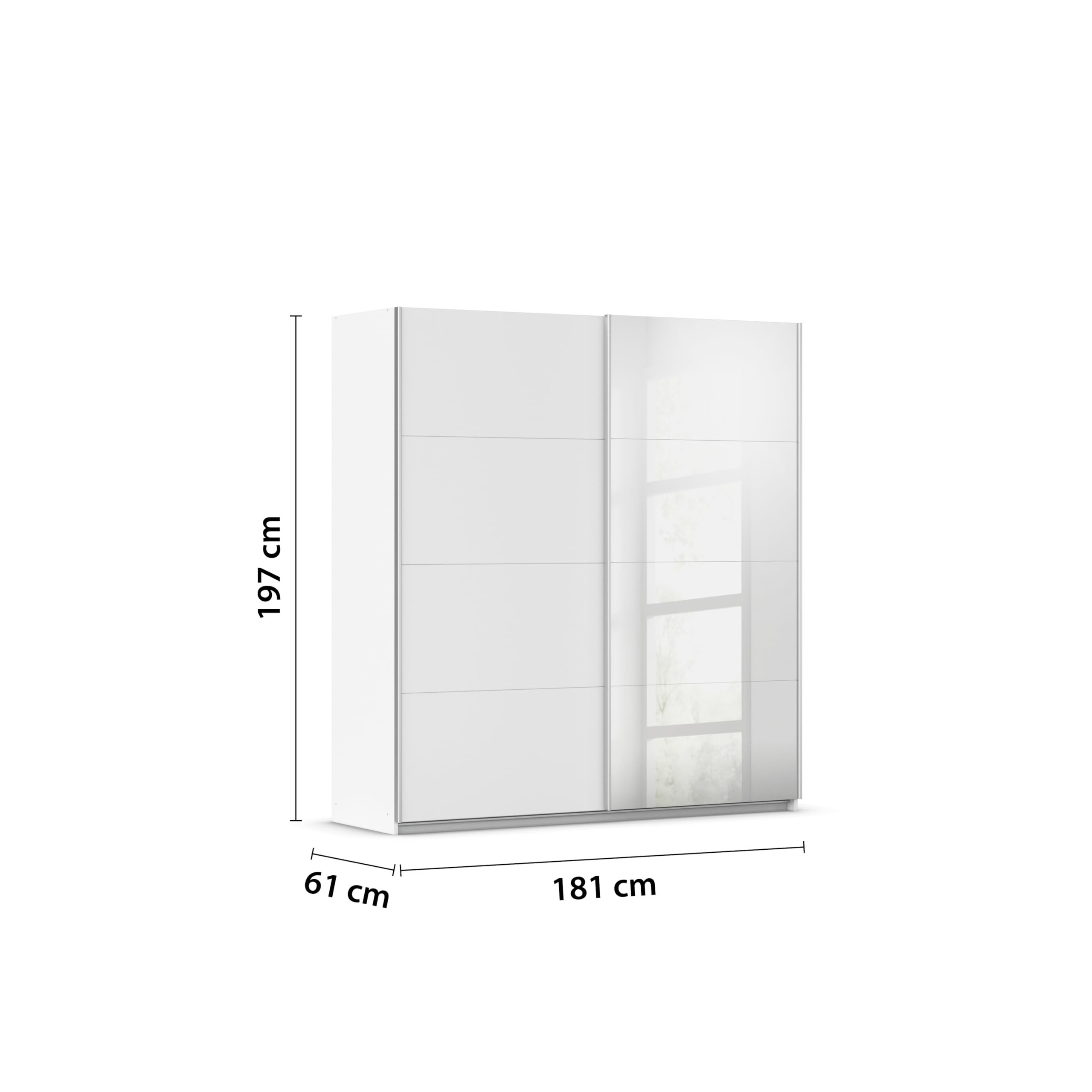 Rauch Möbel Subito Armadio a 2 Ante con 2 Ripiani e 2 aste Appendiabiti, Legno, Bianco, 181 x 197 x 61 cm