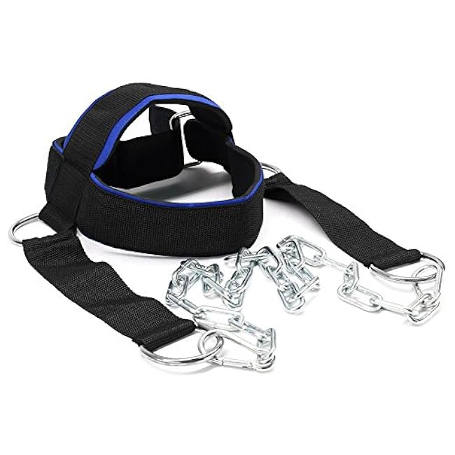 Padded Neck Training Head Harness with Chain Weight Lifting Chin & Head Neck Exerciser Straps Gym Bodbuilding Equipment for Stronger Neck