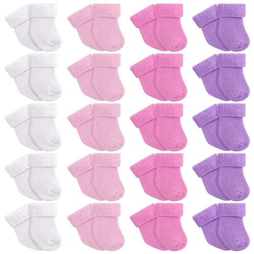 Image of Toulite 20 Pairs Preemie Socks Cotton Preemie Socks Preemie baby Terry Socks Hospital Newborn Socks for Preemie Girls Boys