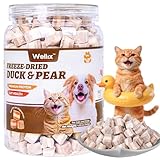 Wellix Freeze Dried Duck&Pear Treats for Cats&Small Dogs - Natural Freeze Dried Cat Treats for Gut,Digestion Healthy - High-Protein Food Topper for Kittens Training Snacks 4.93oz