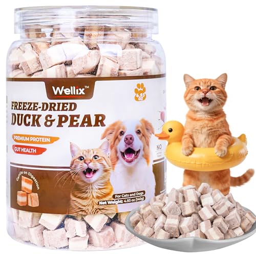 Wellix Freeze-Dried Treats for Dogs and Cats - Duck & Pear Flavor 4.93oz
