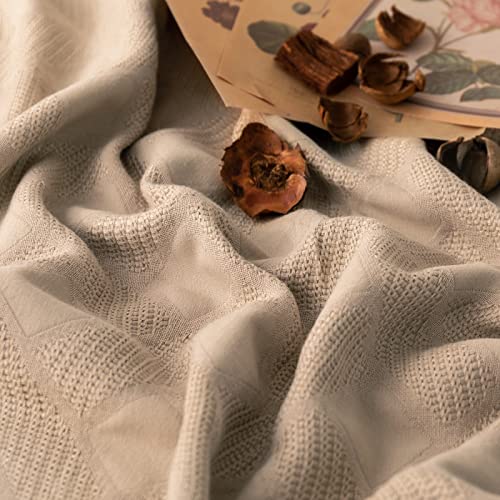 Beoty Lake Cotton Plain Waffle Throw Blanket For Adults And Kids-Soft Breathable 100% Cotton Blanket Modern Minimalism Cozy Cool Blanket For Bed, Couch, Sofa For All Seasons（Beige,Twin 80"X60"） #TOP1