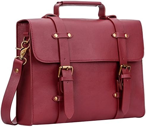 Solemate Women Ladies Laptop Bag Briefcase Crossbody Messenger Bags Satchel Purse Handbag (14.8 inch, Burgundy)