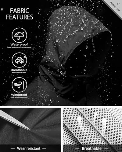 Image of iCreek Rain Jacket Men's Lightweight with Hood Packable Waterproof Raincoat Breathable Antistorm Jacket Windbreaker