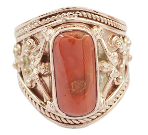 Bague corail 925 sterling silver RIYO Bonnie rose or red ring pour femme taille 52