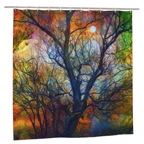 Rideau de douche arbre de vie 183x183cm en polyester imprimé avec 12 œillets - 2