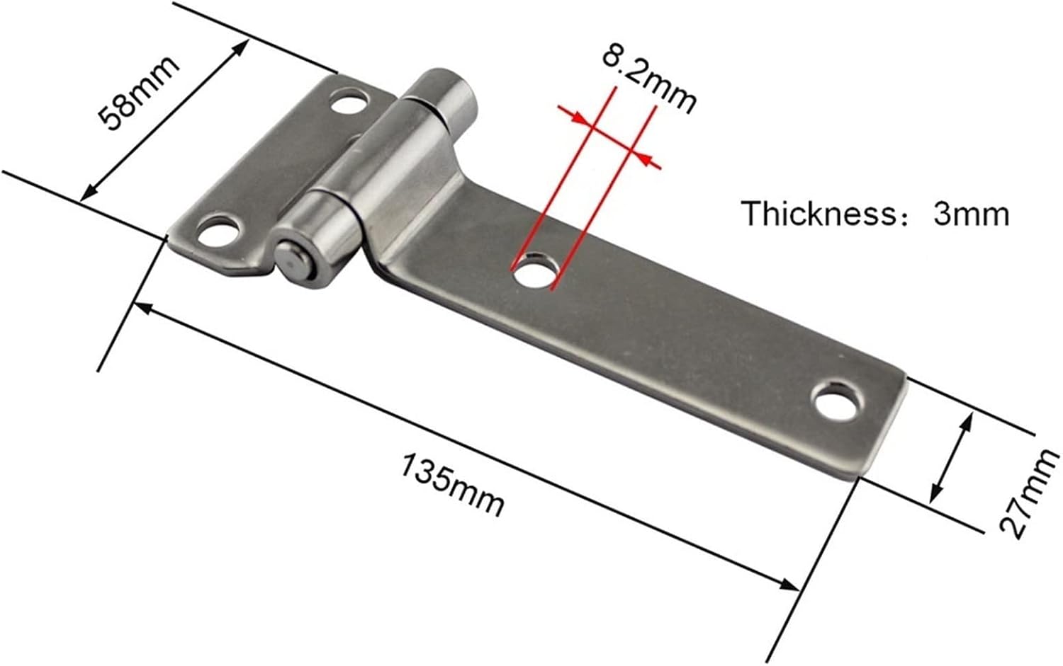Stainless Steel 135mm T Hinge Heavy Duty Marine Yacht Hardware Stainless Steel Door Hinge Container, Strong and Durable Hinges