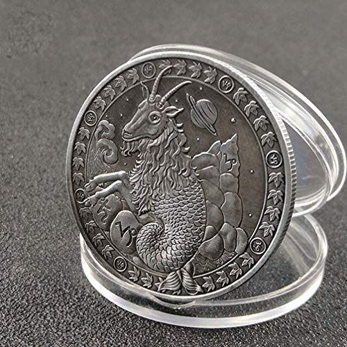 PRETYZOOM Sternbild Münze Steinbock Münze Geschenk Vintage-Stil Horoskop Münze Geburtstag Zeichen Glück Andenken Münze Stereoskopische Metallmünze Handwerk (Steinbock)