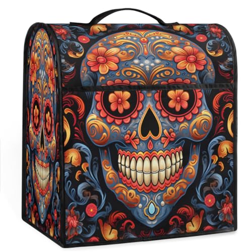Coffee Maker Cover Flower Sugar Skull Kitchen Appliance Covers Small Appliance Covers Blender Cover Juicer Cover Dust Covers for Kitchen Appliances with Top Handle and Pockets,Washable,C342