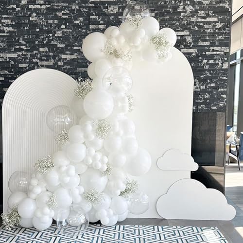 Image of White Balloons, 12 Inch Pearl Pure White Ivory Latex Balloon with Silver Confetti Balloons for Boho Birthday Baby Shower Wedding Bachelorette Retirement Valentine's Day Party Decorations