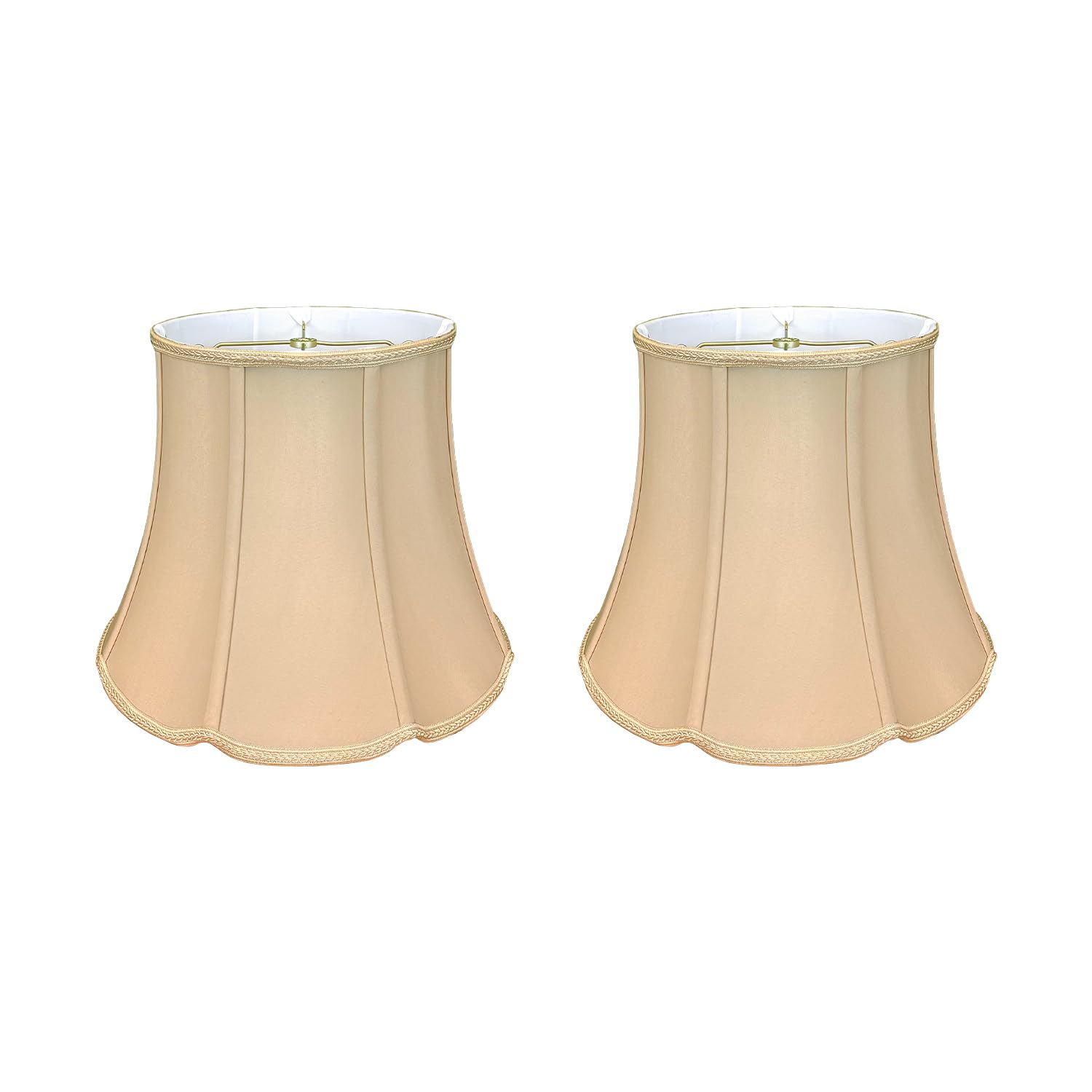 Royal Designs, Inc. Set of 2 Tall Drum Bottom V-Notch Designer Lamp Shade, Beige, 11 x 16 x 13 in, 2 Pack