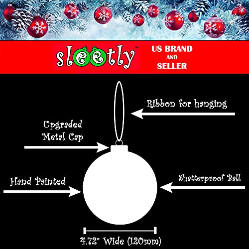 Sleetly Silver Ornaments For Christmas Tree Decorations 2023 Set - Rustic Vintage Farmhouse Shatterproof 4.72 Inch Big Extra Large Xmas Balls, Glitter Snowball And White Clear Swirl #TOP3
