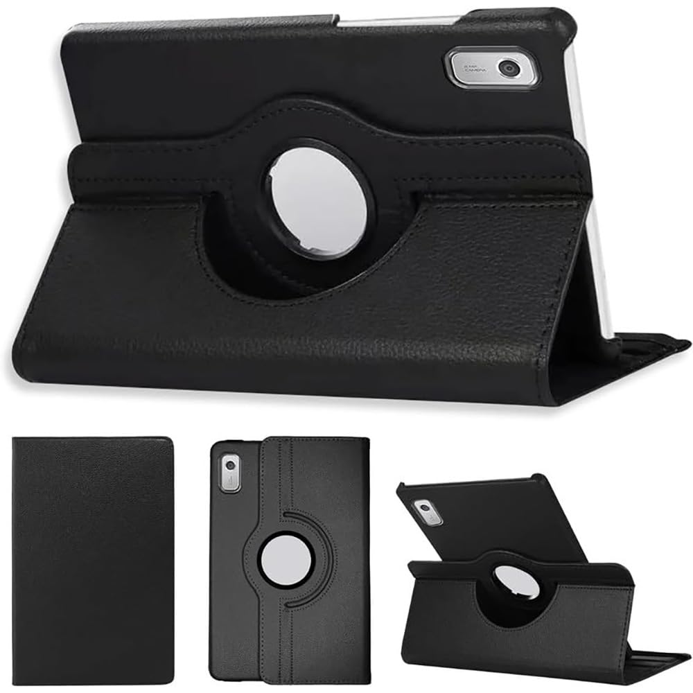 Flip Cover for Lenovo Tablet M9 9 inch | 360° Rotating Back Cover | Leather Finish | Pencil Holder | Multi-Angle Stand Cover for Lenovo Tablet M9 9 inch- Black