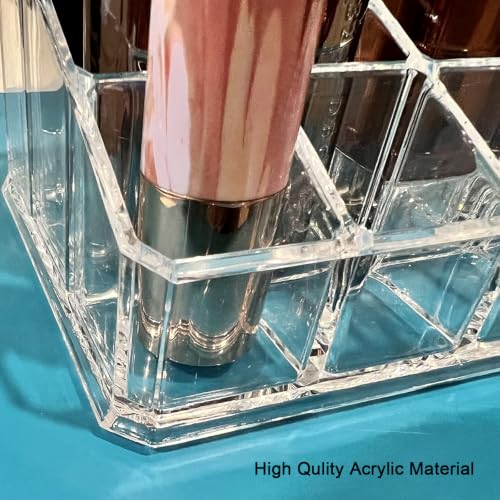 Image of Clear Acrylic Lipstick Lip Gloss Organizer 18 Slots Cosmetic Display Holder for Nail Polish Essential Oil
