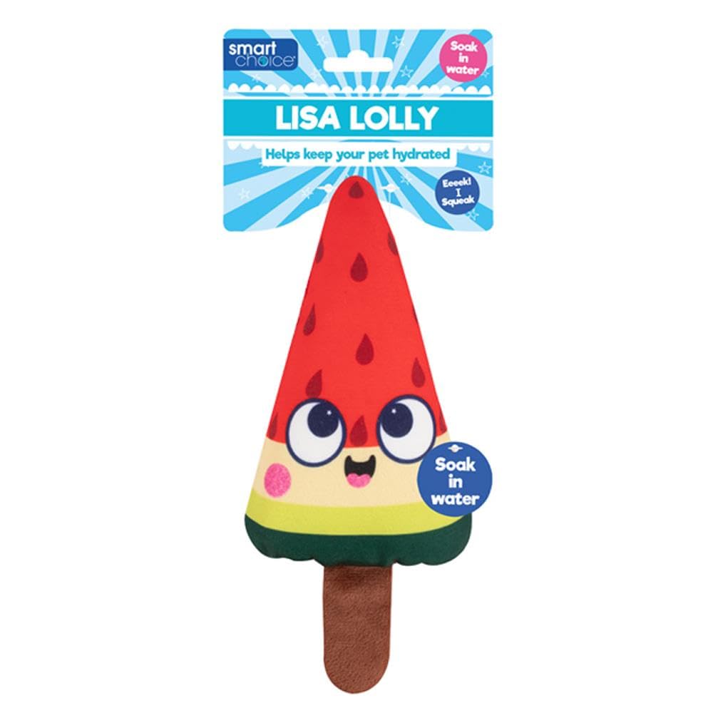 YöL Lisa Lolly Plush Pet Dog Toy Squeaker Crinkle Effect Absorbs Water Hydrating Cooling Summer Stimulating Play