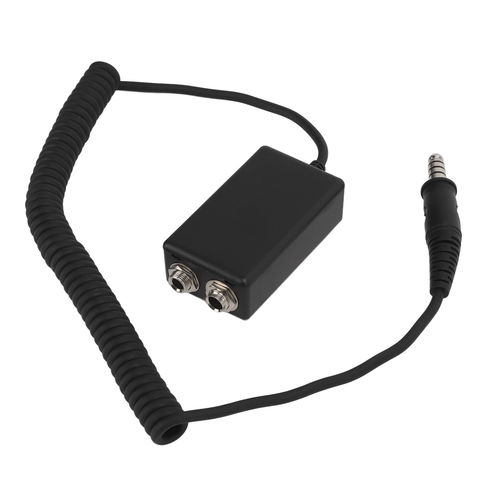 Adapterkabel für Hubschrauber-Headset zu General Aviation, U174-Stecker auf GA-Doppelbuchsen, Flugzeugpilot-Kopfhörer-Konverter, Verlängerungskabel, Schwarz, 150 cm, 59,06 Zoll