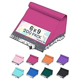Yens Poly Mailers 6X9 200 Pack Hot Pink,Strong Self Seal Adhesive Shipping Envelopes Waterproof for Shipping, Mailing, Packaging M1