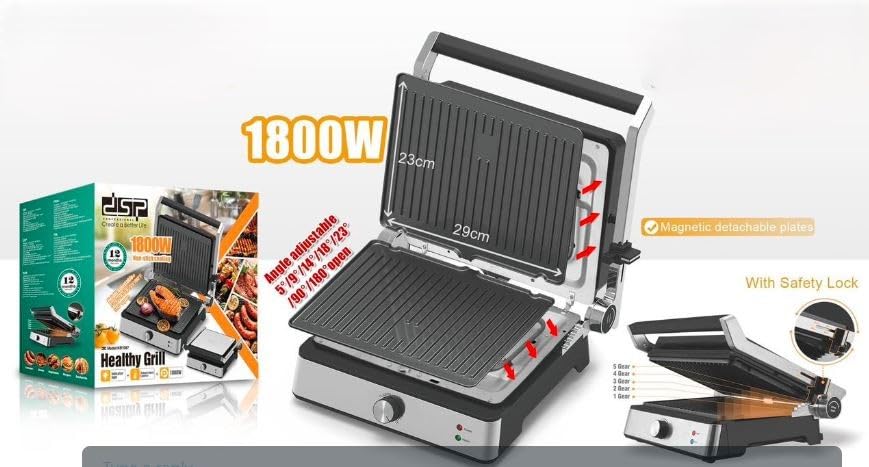 Electric-Grill-1800W-With-Magnetic-Detachable-PlatesAdjustable-Angle-And-Drip-tray-KB1087