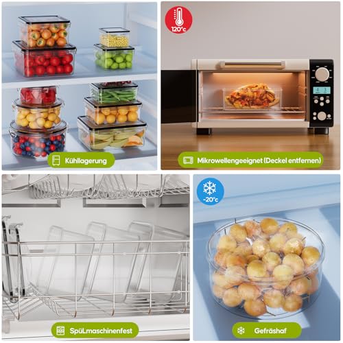 Wwtop 42er Frischhaltedosen mit Deckel, Vorratsdosen Set (21 Behälter + 21 Deckel), Meal Prep Boxen, Auslaufsicher Aufbewahrungsbox mit Deckel Küche für Mikrowellen Kühlschrank, BPA-Frei