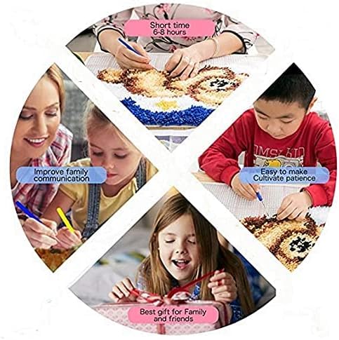 Image of Latch Hook Rug Kits for Kids Beginner Rainbow Windmill Needle Crochet Yarn Kits Embroidery Carpet Hook and Latch Kit Mini Tapestry Christmas Home Decoration 30x30cm