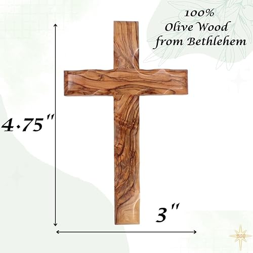 Vista 11 de Cruz de pared, cruces desde Belén, 6 pulgadas - 6.3 in, tierra santa. Crucifijo de madera de olivo. Decoración colgante para el hogar. Regalo