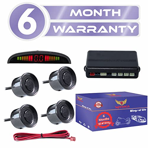 Miwings (6 Month Warranty) Car Reverse Parking Sensor Auto Radar System Distance Detection with LED Display and 4 Sensors, Ultrasonic Buzzer Warning, Universal for All Car (Black Sensor)