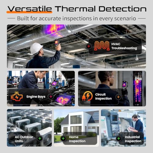 GOYOJO Caméra thermique 640×480 Super-résolution, 256×192 Résolution IR, 25Hz Caméra infrarouge avec caméra de vision 2MP, -20°C à 550°C, Caméra thermique infrarouge portable pour l'électricité, CVC – vue 9