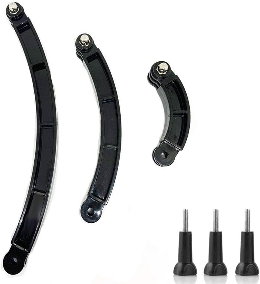 3-in-1 Plastic Helmet Curved Arced Extension Arm Mount Kit (7.5/13.5/19.5cm) Replacement compatible for all Gopro Hero Series, SJCAMs, 4K, EK7000, GeekPro and other Action Cams