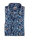 OLYMP Herren Oberhemd Langarm Luxor,Digitaldruck auf Uni,Comfort fit,New Kent,Marine 18,47