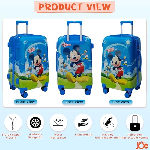 Image of JUNIOR JOE Polycarbonate Kids Carry On Luggage Hardside Rolling Suitcase 24 Inches Travel Trolley Bag (Design-4, Spinner, Multicolor)