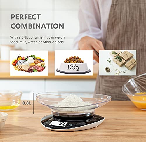 Nutri Fit Digital Kitchen Food Scale Weight In Grams And Ounces For Cooking And Baking With 0.8L Removable Bowl High Precison For Coffee Vegetable Meat Cake, Black #TOP3